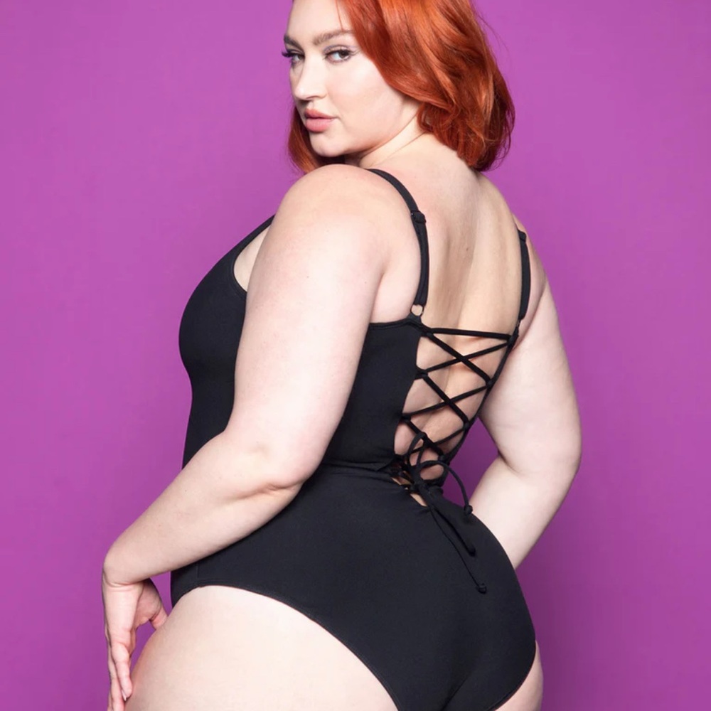 T3 Black Criss-Cross One Piece Swimsuit
